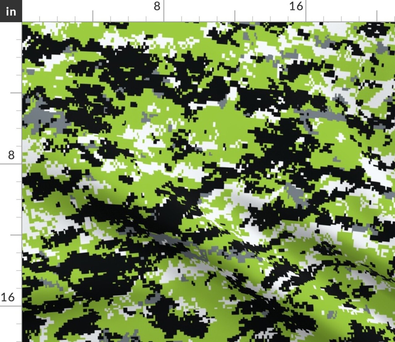Zombie Green Digital Camo Neon Custom Printed Fabric by Spoonflower Various Fabrics by the Yard or Fat Quarter